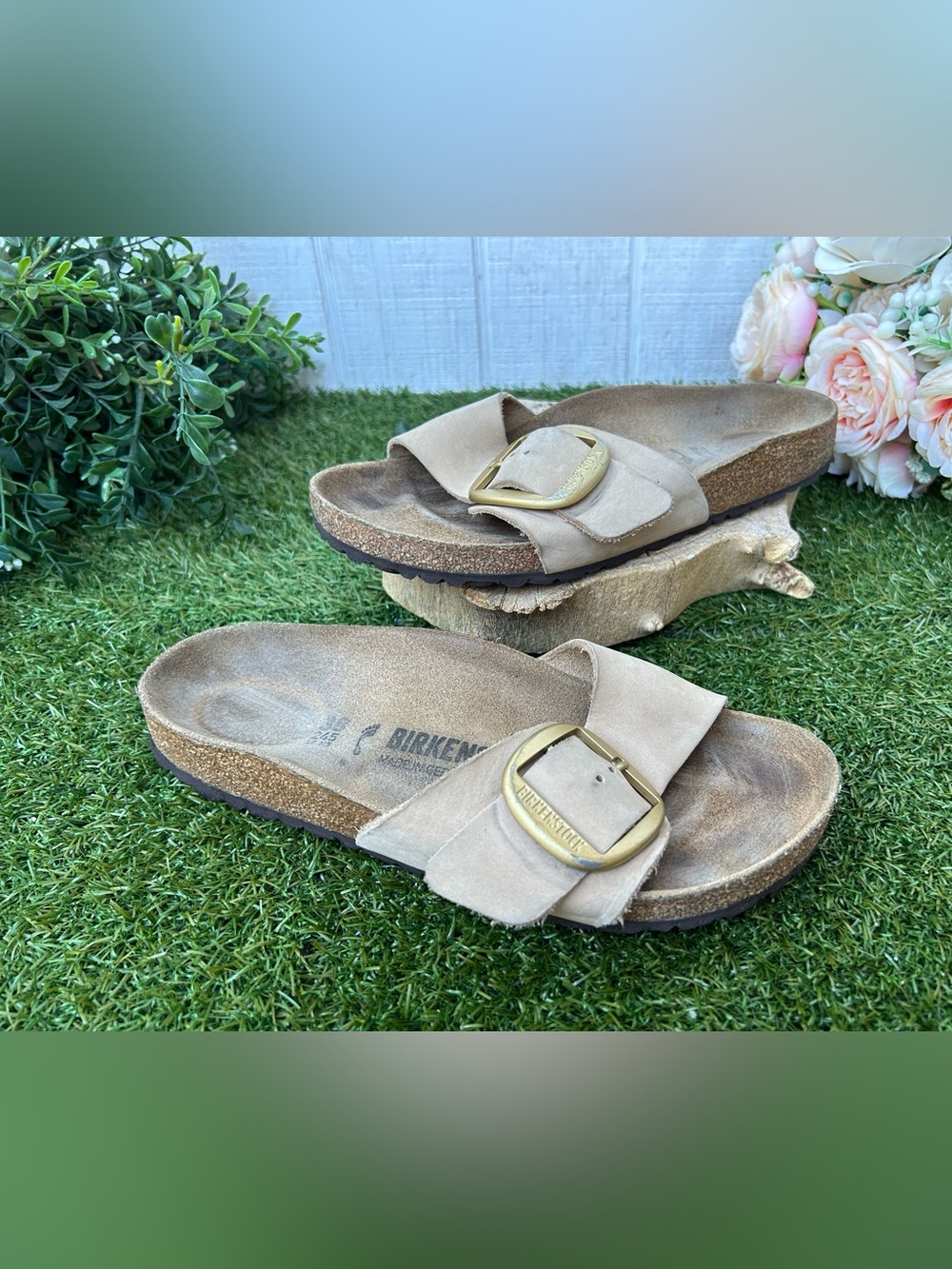 Birkenstock🍂Madrid BIG buckle leather sandals sandcastle size 38US 7-7.5 - Picture 7 of 16
